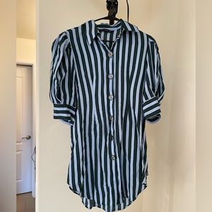 Zara blue green stripe mini dress